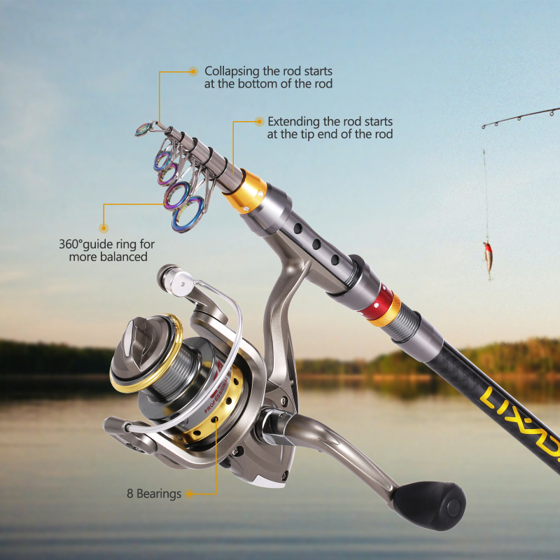 Lixada Telescopic Fishing Rod  - đánh giá và giá Conventional Reel